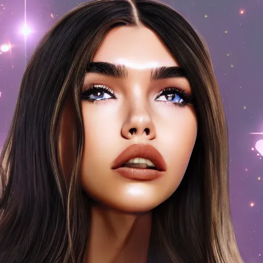 Image similar to madison beer a an intergalactic popstar, render, blender render, unity render, 4 k wallpaper, art station trending, artstation 4 k coherent, coherent, 4 k, detailed