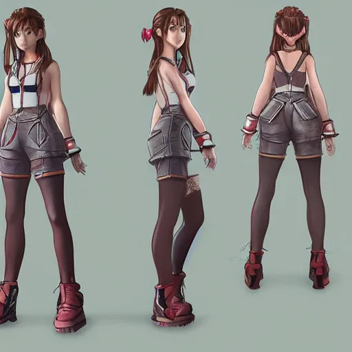 Image similar to full body shot of aerith gainsborough, concept art trending on artstation