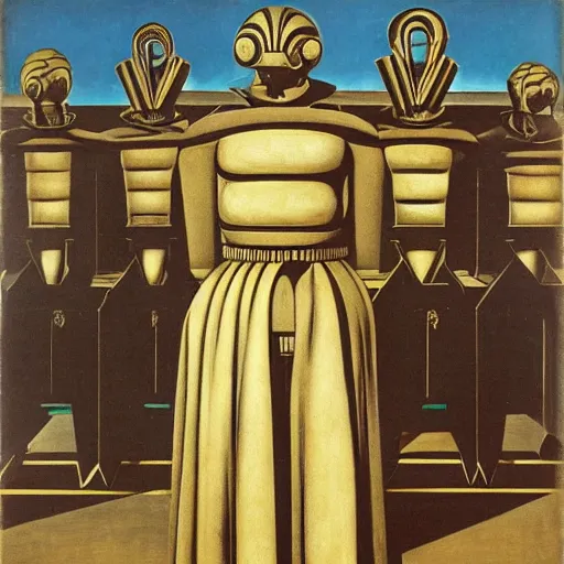 Image similar to Artwork by Giorgio de Chirico of The Sanguinary Grail.