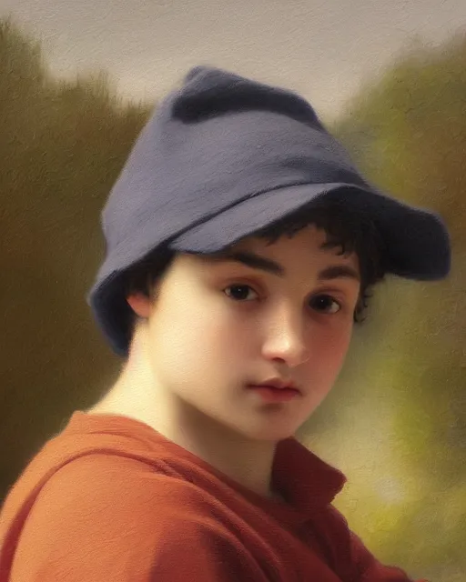 Image similar to beautiful glorious realistic oil painting of young stan marsh, bokeh, baroque style by bouguereau, sunset, highly detailed, 8 k intricate
