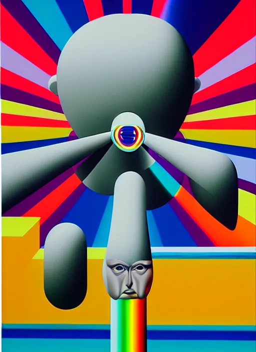 Prompt: bullet by shusei nagaoka, kaws, david rudnick, airbrush on canvas, pastell colours, cell shaded, 8 k,
