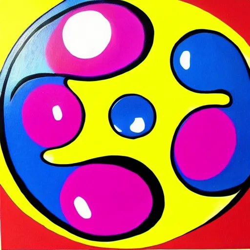 Image similar to pop art painting of two bubble sensual