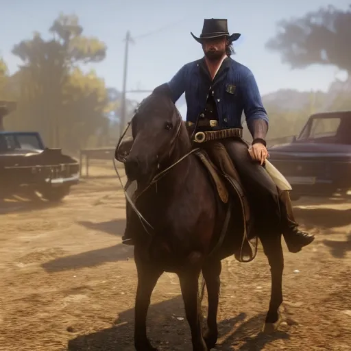 Prompt: Red Dead redemption 2 in the style of need for speed