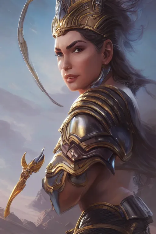 Image similar to amazon valkyrie athena, d & d, fantasy, portrait, highly detailed, headshot, digital painting, trending on artstation, concept art, sharp focus, illustration, art by artgerm and greg rutkowski and magali villeneuve