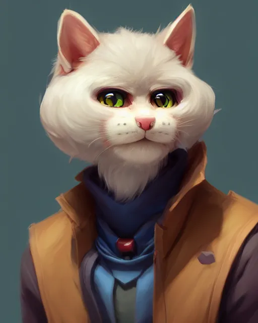 Image similar to character concept art of a male anthropomorphic furry cat | | cute - fine - face, pretty face, key visual, realistic shaded perfect face, fine details by stanley artgerm lau, wlop, rossdraws, james jean, andrei riabovitchev, marc simonetti, and sakimichan, trending on artstation