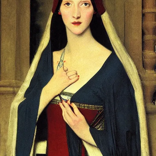 Image similar to Pre-Raphealite painting of a medieval princess by John Collier