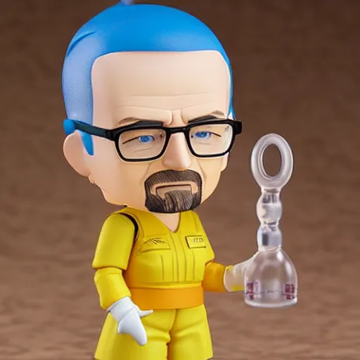 Image similar to walter white as a female nendoroid, photorealistic