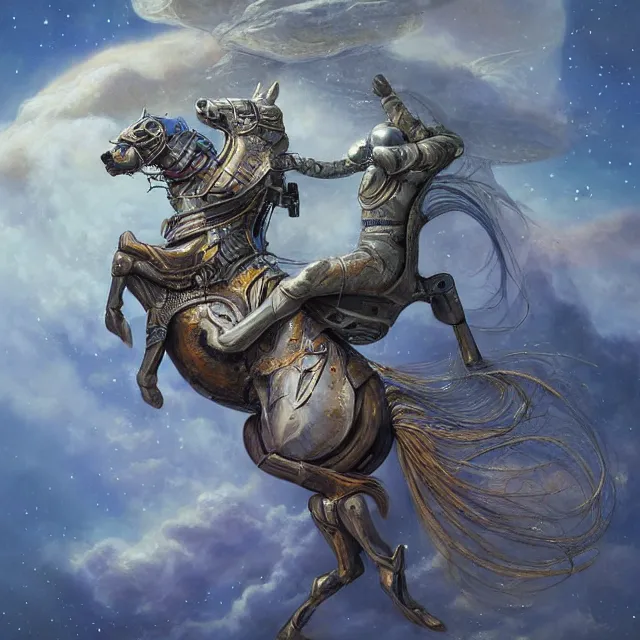 Prompt: horse on astronaut, industrial sci - fi, by mandy jurgens, ernst haeckel, james jean, riding