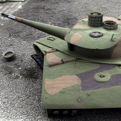 Image similar to wwii tank with amusement part camouflaged paint