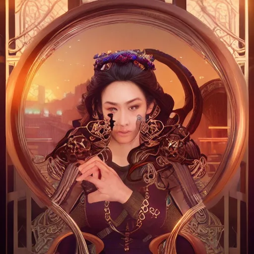 Image similar to a churro treat with wedding rings D&D, intricate, elegant, highly detailed, digital painting, japanese , altered carbon style, trending on artstation, unreal engine 5, octane render, redshift, concept art, art by Artgerm and Greg Rutkowski and Alphonse Mucha