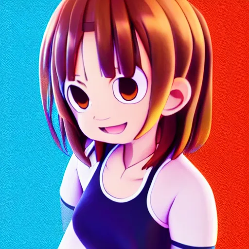 Image similar to A portrait of Ochako Uraraka, a cute 3d cgi toon young woman, in the center midground, medium shot, mid-shot, hyperdetailed, 8k, trending on artstation, as a Pixar character