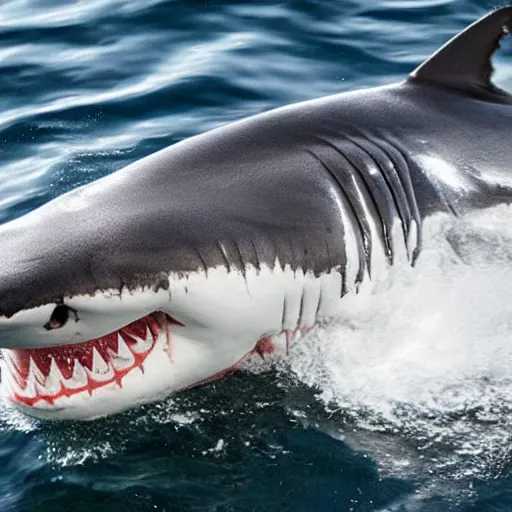 Prompt: great white shark involved in trafficking illegal items from colombia