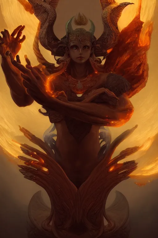 Image similar to a full body portrait of mixed final fantasy ifrit and mythical sphinx, levitating in artifact portal, fantasy, sharp focus, intricate, elegant, digital painting, artstation, matte, highly detailed, concept art, illustration, ambient lighting, art by peter mohrbacher, johannes voss, jingna zhang