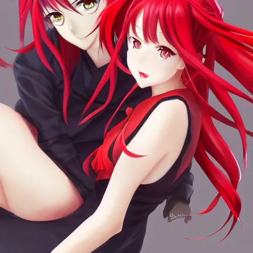 Image similar to anime portrait of Rias Gremory and Mio Naruse as an anime girl by Stanley Artgerm Lau, WLOP, Rossdraws, James Jean, Andrei Riabovitchev, Marc Simonetti, and Sakimichan, trending on artstation