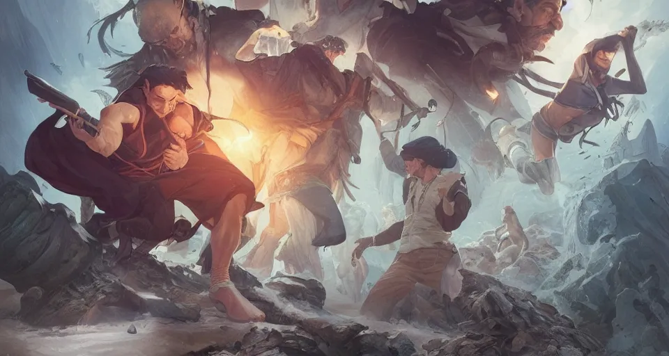 Image similar to a man uncovering a lost treasure, sharp focus, graphic novel, by artgerm and greg rutkowski and pepe larraz