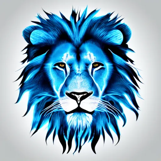 Prompt: blue lion black background, blue mist