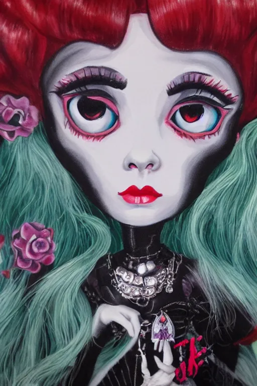 Image similar to Detailed painting of a Monster High Voltageous Frankie Stein Doll portrait