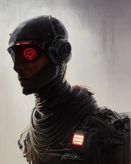 Image similar to detailed portrait Atreides, cyberpunk futuristic, reflective coats, decorated with traditional Dune ornaments by Ismail inceoglu dragan bibin hans thoma greg rutkowski Alexandros Pyromallis Nekro Rene Maritte Illustrated, Perfect face, fine details, realistic shaded, fine-face, pretty face