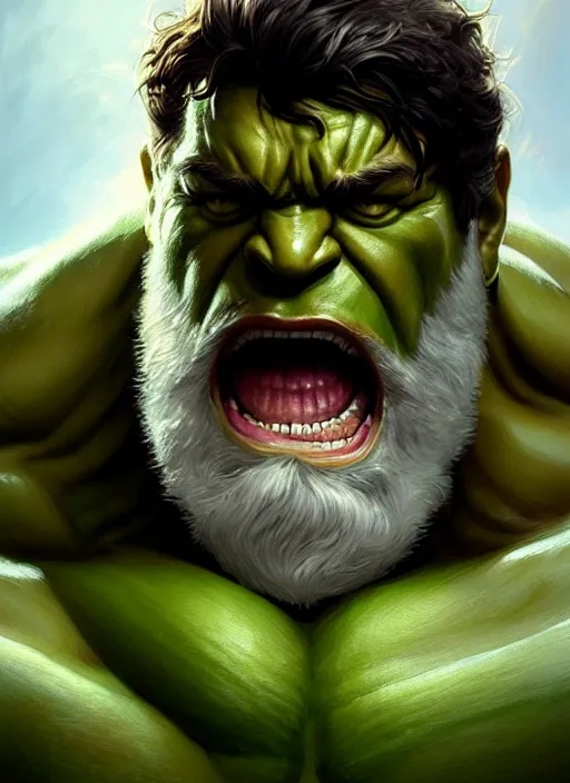 Portrait of The Hulk, white beard! D&D, muscular, | Stable Diffusion ...
