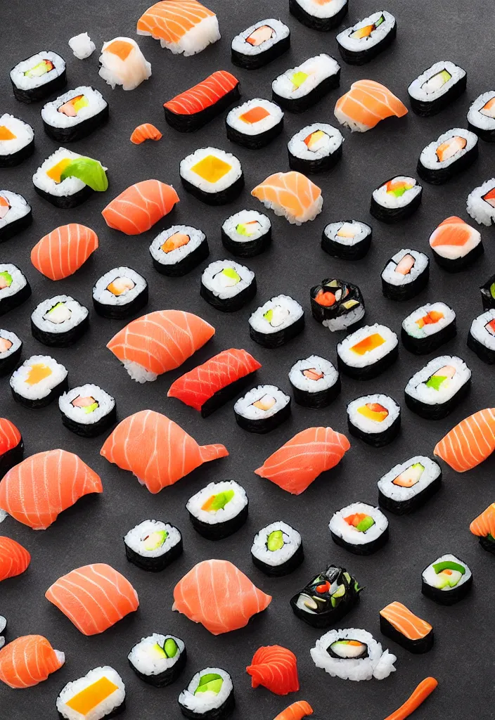 Image similar to sushi, hyper minimalist geometric graphic design in the style of buro destrukt and die gestalten verlag