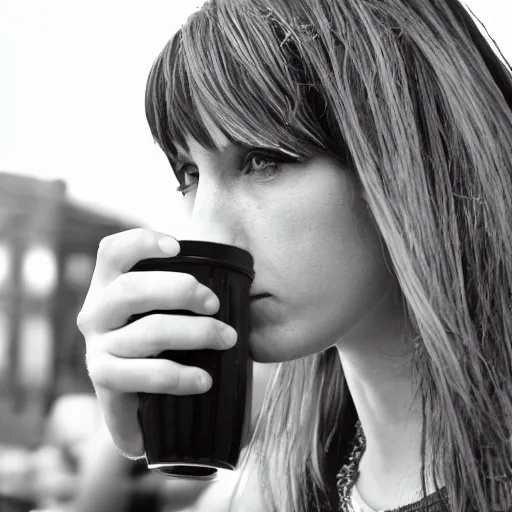 Prompt: Folger's Coffee Girl, Sarah, photograph, sharp focus, highly detailed