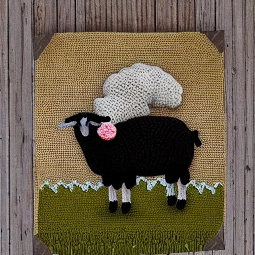 Image similar to realistic photo of a sheep crocheted out of wool, digital art