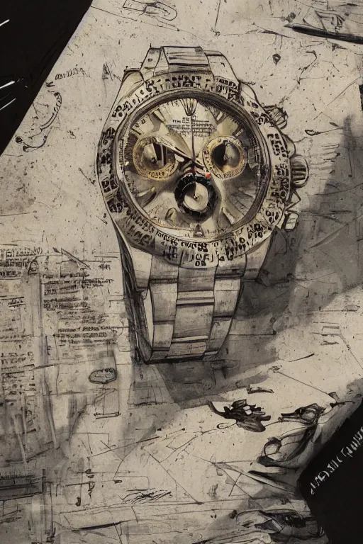 Prompt: rolex watch daytona paul newman, detailed, carl spizwar, ismail inceoglu, sharply rule of thirds, photorealistic shading, focused