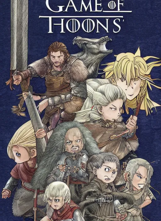 Image similar to game of thrones manga cover by akira toriyama