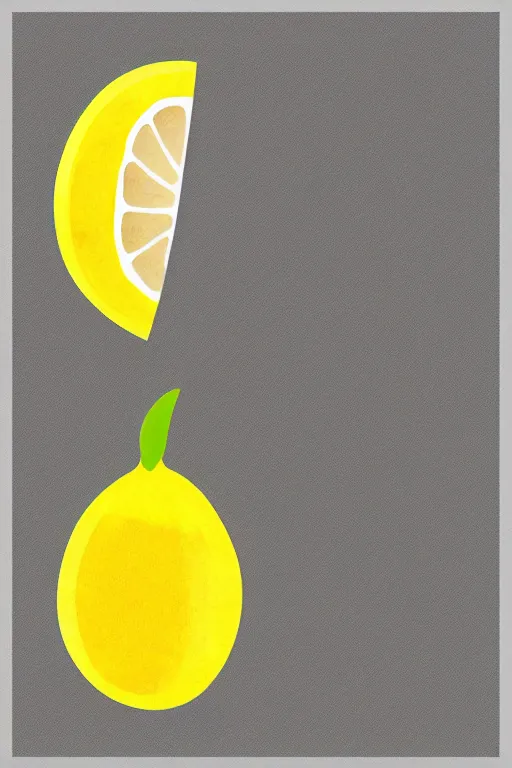 Image similar to minimalist colorful art of a yellow lemon on white background, illustration, vector art