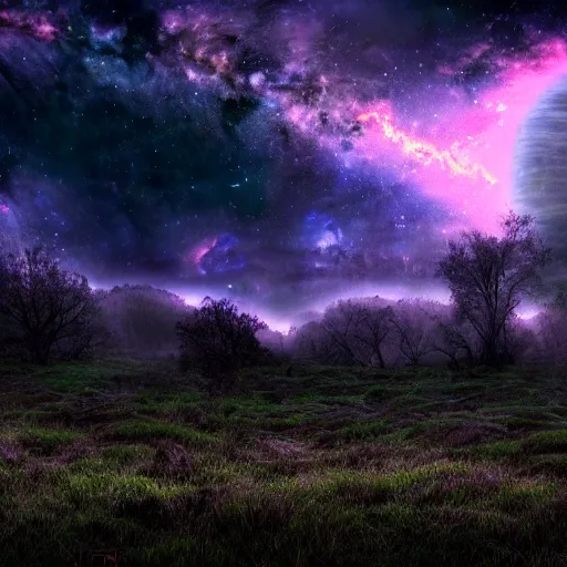 Image similar to a landscape, cosmic horror, 4 k hd nature photo