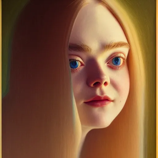 Image similar to portrait of a elle fanning wearing and a goldfish in a dark room with a window, detailed realism face in painting, detailed beautiful portrait, oil painting masterpiece, 8 k resolution, smooth, sharp focus, trending on artstation, by bruce pennington