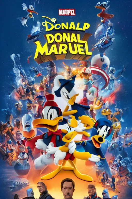 Prompt: donald duck starring in a marvel end game, movie poster, extremely detailed, polished cgi, 8 k