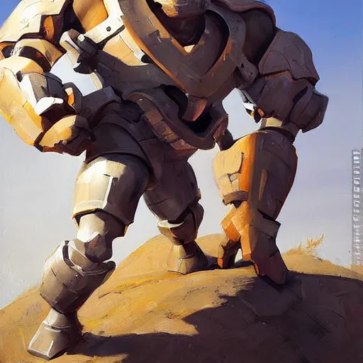 Image similar to greg manchess portrait painting of fully armored the foundation aka dwayne the rock from fortnite as overwatch character, medium shot, asymmetrical, profile picture, organic painting, sunny day, matte painting, bold shapes, hard edges, street art, trending on artstation, by huang guangjian, gil elvgren, ruan jia, greg rutkowski, gaston bussiere