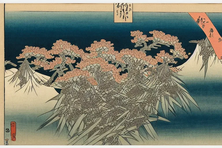 Image similar to an amazing ukiyoe drawing of a poetic scene with irises by katsushika hokusai and utagawa hiroshige, masterpiece, hyperdetailed!!!, intricate, complex, closeup, 4 k