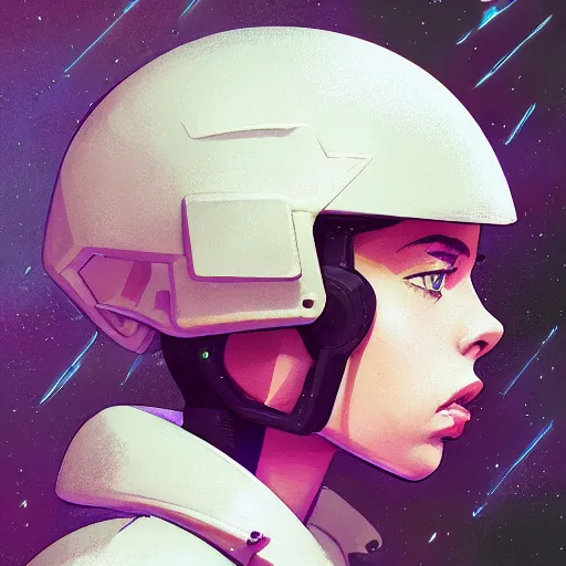 Image similar to a portrait of a stunning beautiful elite billie eilish gundam pilot, with an intricate, detailed, urban inspired hiphop afro futuristic helmet, vector behance hd jesper ejsing, rhads, makoto shinkai, lois van baarle, ilya kuvshinov, rossdraws, hd, 3 2 k, ilya kuvshinov, gustav klimt