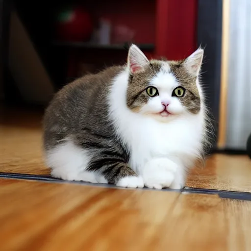 Image similar to cute cat fluffy, bowling ball