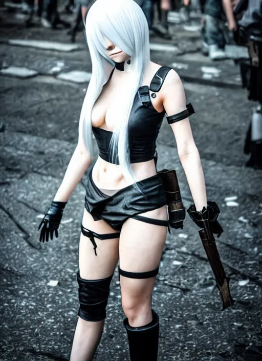 Image similar to a 2 from nier : automata in kiev, ukraine