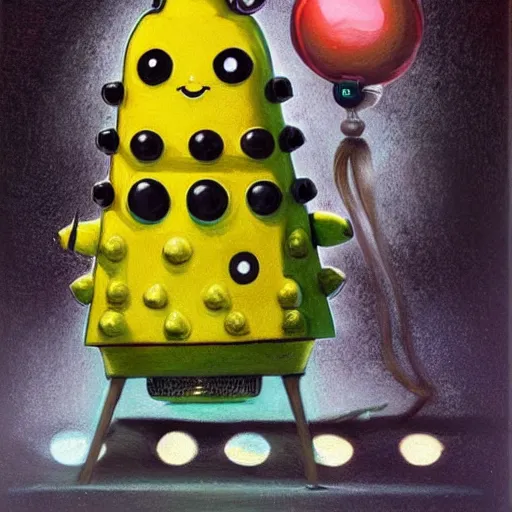 Image similar to A Dalek doing Pikachu cosplay, lowbrow painting by Mark Ryden