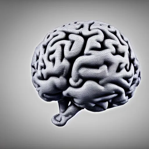 Prompt: a 3D render of a brain being eaten by flies