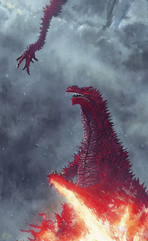 Image similar to shin godzilla, trending on pixiv fanbox, painted by greg rutkowski makoto shinkai takashi takeuchi studio ghibli