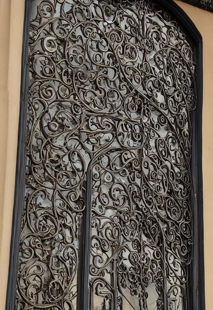 Image similar to photo of a beautiful window, intricate details, art nouveau, iron frame, world of warcraft