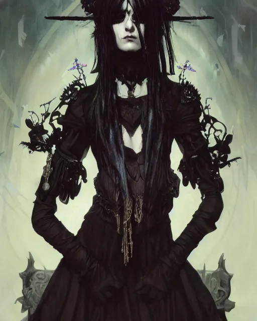 Image similar to Full shot of a ghoulpunk high priestess, defined facial features, intricate, gothic punk, malice mizer, ai yazawa, symmetrical facial features. By Ruan Jia and Artgerm and Range Murata and WLOP and Ross Tran and William-Adolphe Bouguereau and Beeple. Key Art. Fantasy Illustration. award winning, Artstation, intricate details, realistic, Hyperdetailed, 8k resolution.