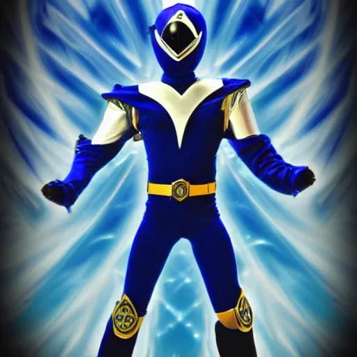 Image similar to blue santa as the blue power ranger, digital photography, high detailed