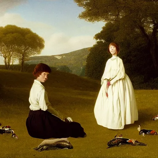 Prompt: A beautiful computer art. human technology that had become haunted, possessed by quick, gleaming cleverness. midday by Jacques-Laurent Agasse washed-out