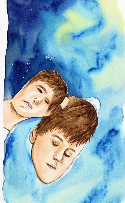 Prompt: book cover remake of the fault in our stars, watercolor