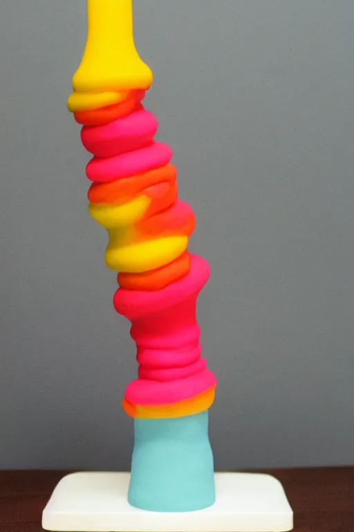 Prompt: a 3 d play - doh sculpture of a 1 9 8 0's lava lamp