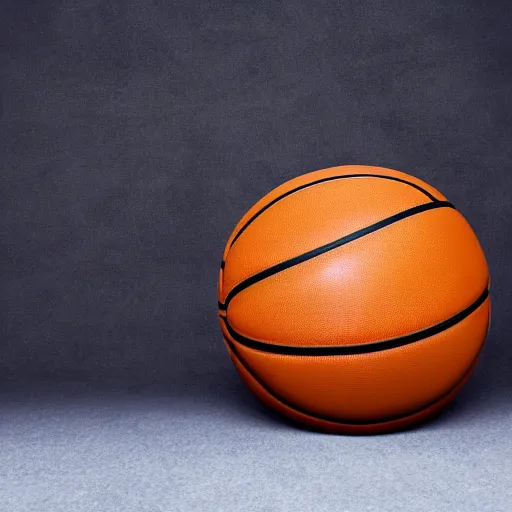 Image similar to studio photo of a floating a leather basketball, hyper realistic, 8 k