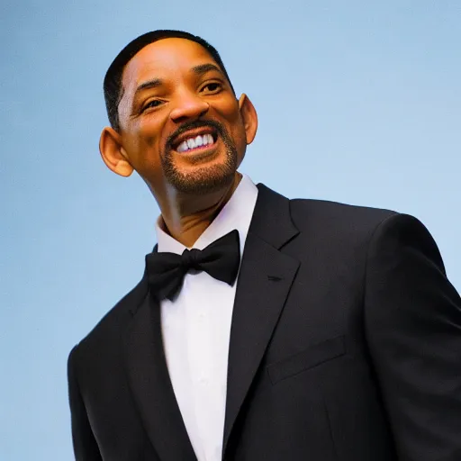 Image similar to a cinematic film still of Will Smith starring as Barack Obama, portrait, 40mm lens, shallow depth of field, close up, split lighting, cinematic