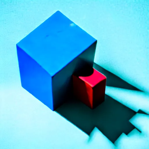 Image similar to a blue cube on top of a red cube on top of a green cube