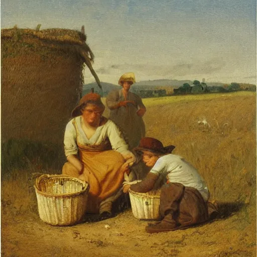 Prompt: pepe the from among the gleaners by jean francios millet